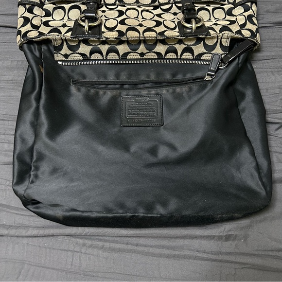 Coach Gallery Signature Tote Shoulder Bag Black and Tan Canvas and Leather - Picture 11 of 16